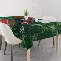 Tui Meri Kirihimete Personalised Tablecloth Pohutukawa Flowers Green Motif LT9 - Polynesian Pride