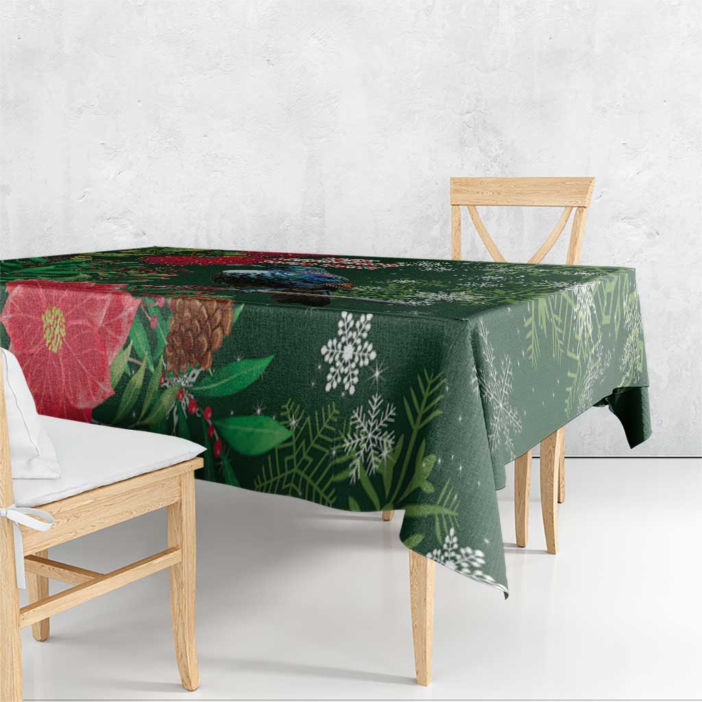 Tui Meri Kirihimete Personalised Tablecloth Pohutukawa Flowers Green Motif LT9 - Polynesian Pride