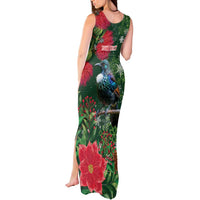 Tui Meri Kirihimete Personalised Tank Maxi Dress Pohutukawa Flowers Green Motif LT9 - Polynesian Pride