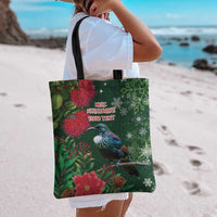 Tui Meri Kirihimete Personalised Tote Bag Pohutukawa Flowers Green Motif LT9 - Polynesian Pride