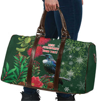 Tui Meri Kirihimete Personalised Travel Bag Pohutukawa Flowers Green Motif LT9 - Polynesian Pride