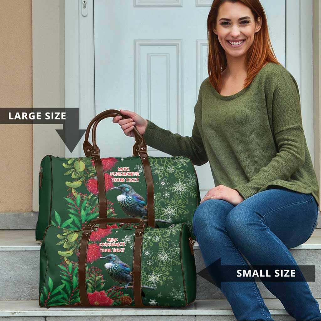Tui Meri Kirihimete Personalised Travel Bag Pohutukawa Flowers Green Motif LT9 - Polynesian Pride