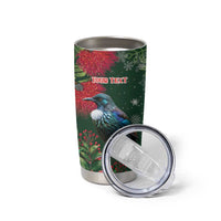 Tui Meri Kirihimete Personalised Tumbler Cup Pohutukawa Flowers Green Motif LT9 - Polynesian Pride