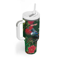 Tui Meri Kirihimete Personalised Tumbler With Handle Pohutukawa Flowers Green Motif LT9 - Polynesian Pride