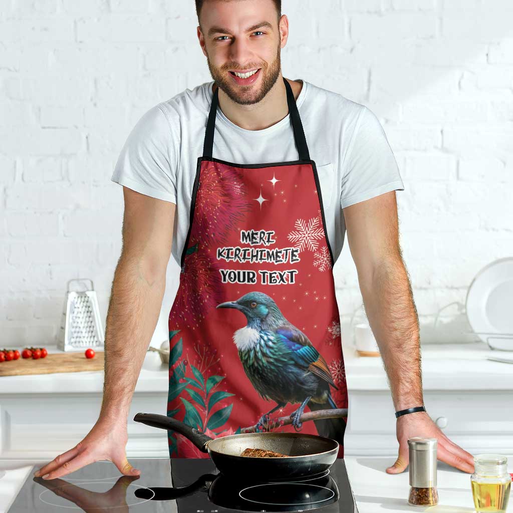 Tui Meri Kirihimete Personalised Apron Pohutukawa Flowers Red Motif - Polynesian Pride