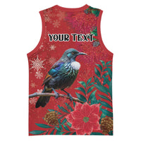 Tui Meri Kirihimete Personalised Basketball Jersey Pohutukawa Flowers Red Motif LT9 - Polynesian Pride