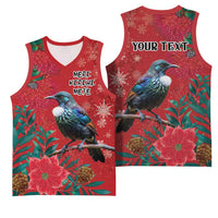Tui Meri Kirihimete Personalised Basketball Jersey Pohutukawa Flowers Red Motif LT9 - Polynesian Pride