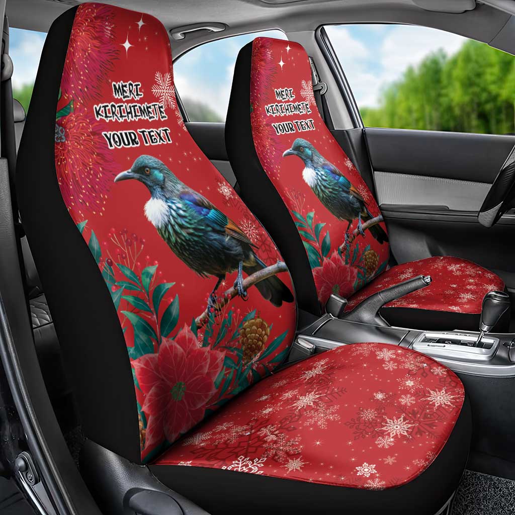 Tui Meri Kirihimete Personalised Car Seat Cover Pohutukawa Flowers Red Motif LT9 - Polynesian Pride