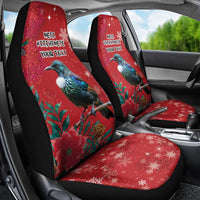 Tui Meri Kirihimete Personalised Car Seat Cover Pohutukawa Flowers Red Motif LT9 - Polynesian Pride
