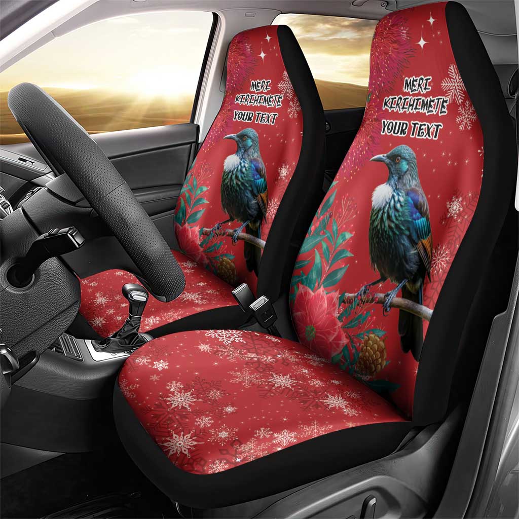 Tui Meri Kirihimete Personalised Car Seat Cover Pohutukawa Flowers Red Motif LT9 - Polynesian Pride