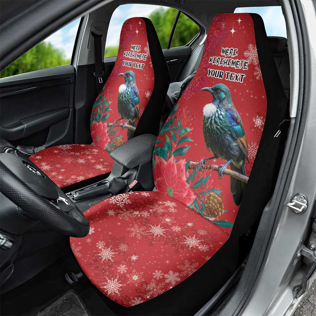 Tui Meri Kirihimete Personalised Car Seat Cover Pohutukawa Flowers Red Motif LT9 - Polynesian Pride