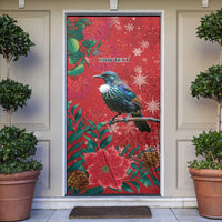Tui Meri Kirihimete Personalised Door Cover Pohutukawa Flowers Red Motif LT9 Red - Polynesian Pride