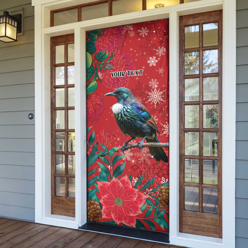 Tui Meri Kirihimete Personalised Door Cover Pohutukawa Flowers Red Motif LT9 - Polynesian Pride