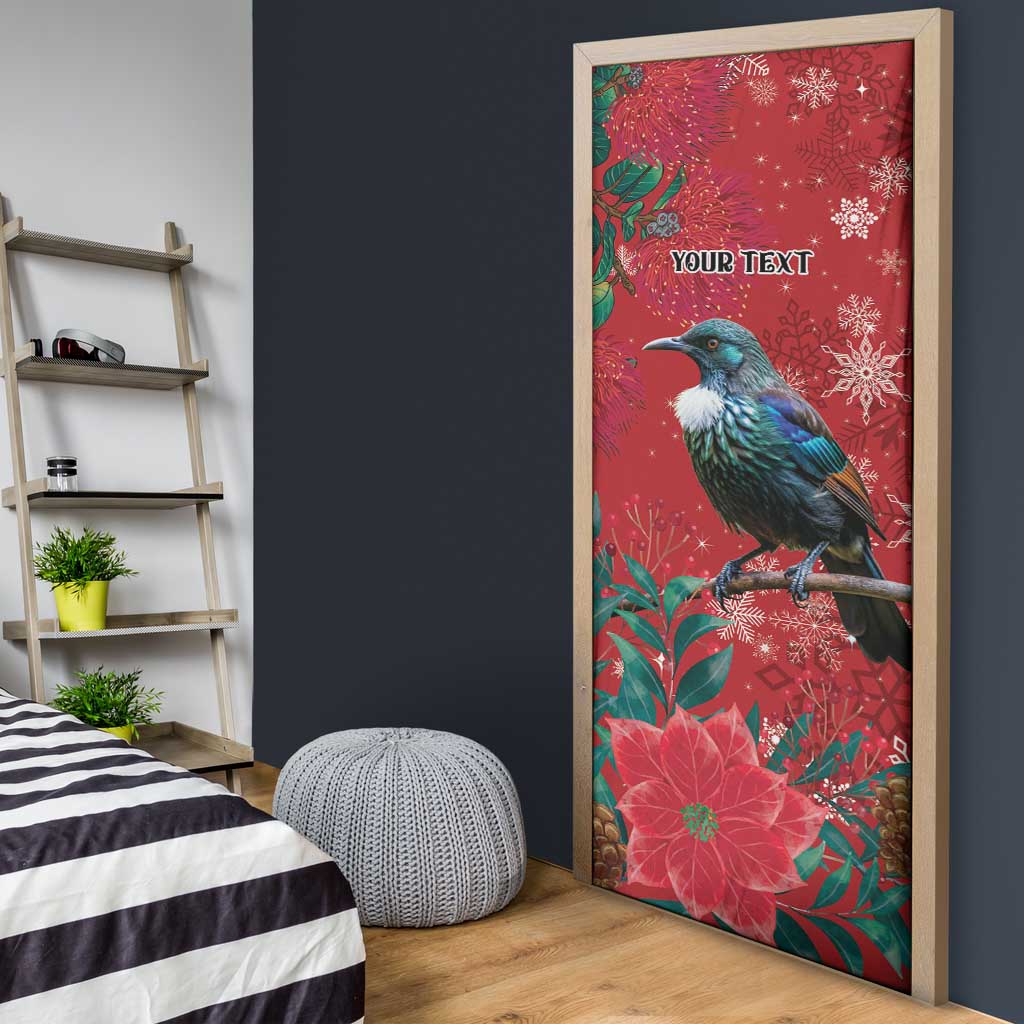 Tui Meri Kirihimete Personalised Door Cover Pohutukawa Flowers Red Motif LT9 - Polynesian Pride