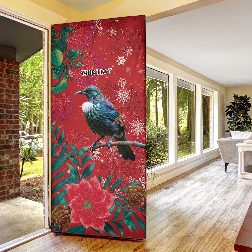 Tui Meri Kirihimete Personalised Door Cover Pohutukawa Flowers Red Motif LT9 - Polynesian Pride