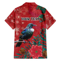 Tui Meri Kirihimete Personalised Family Matching Tank Maxi Dress and Hawaiian Shirt Pohutukawa Flowers Red Motif LT9 - Polynesian Pride
