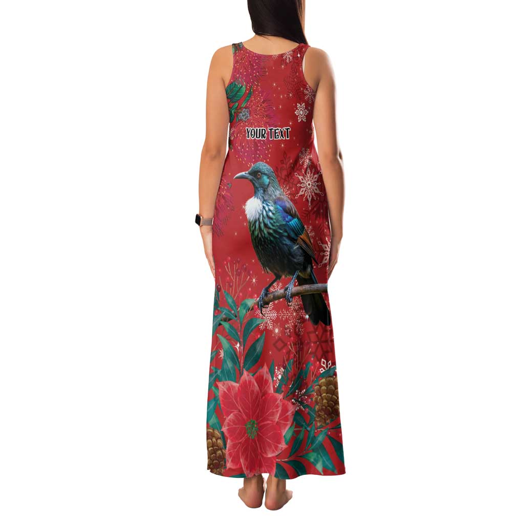 Tui Meri Kirihimete Personalised Family Matching Tank Maxi Dress and Hawaiian Shirt Pohutukawa Flowers Red Motif LT9 - Polynesian Pride