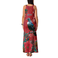 Tui Meri Kirihimete Personalised Family Matching Tank Maxi Dress and Hawaiian Shirt Pohutukawa Flowers Red Motif LT9 - Polynesian Pride