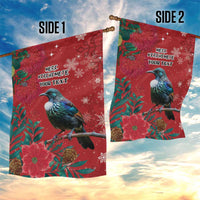 Tui Meri Kirihimete Personalised Garden Flag Pohutukawa Flowers Red Motif LT9 - Polynesian Pride
