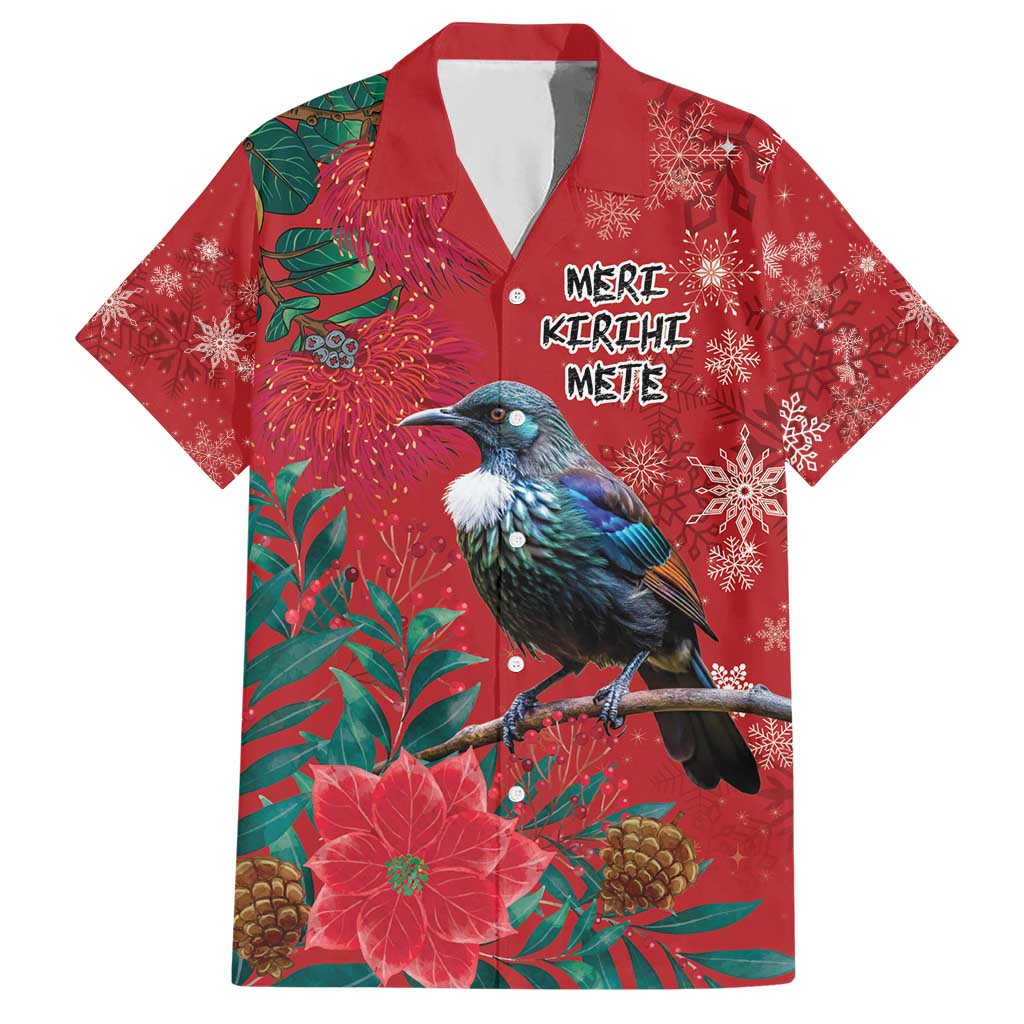 Tui Meri Kirihimete Personalised Hawaiian Shirt Pohutukawa Flowers Red Motif LT9 Red - Polynesian Pride