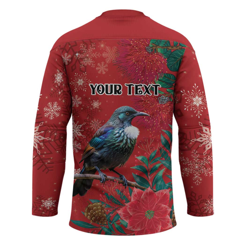 Tui Meri Kirihimete Personalised Hockey Jersey Pohutukawa Flowers Red Motif LT9 - Polynesian Pride