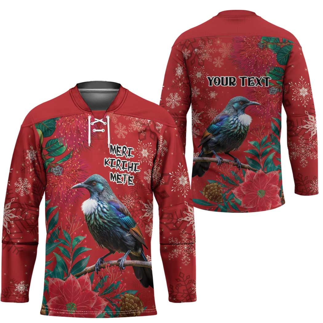 Tui Meri Kirihimete Personalised Hockey Jersey Pohutukawa Flowers Red Motif LT9 - Polynesian Pride