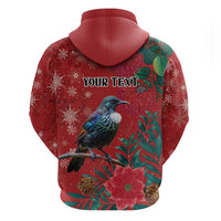 Tui Meri Kirihimete Personalised Hoodie Pohutukawa Flowers Red Motif LT9 - Polynesian Pride