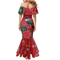 Tui Meri Kirihimete Personalised Mermaid Dress Pohutukawa Flowers Red Motif LT9 - Polynesian Pride