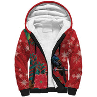 Tui Meri Kirihimete Personalised Sherpa Hoodie Pohutukawa Flowers Red Motif LT9 Unisex Red - Polynesian Pride