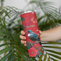 Tui Meri Kirihimete Personalised Skinny Tumbler Pohutukawa Flowers Red Motif LT9 - Polynesian Pride