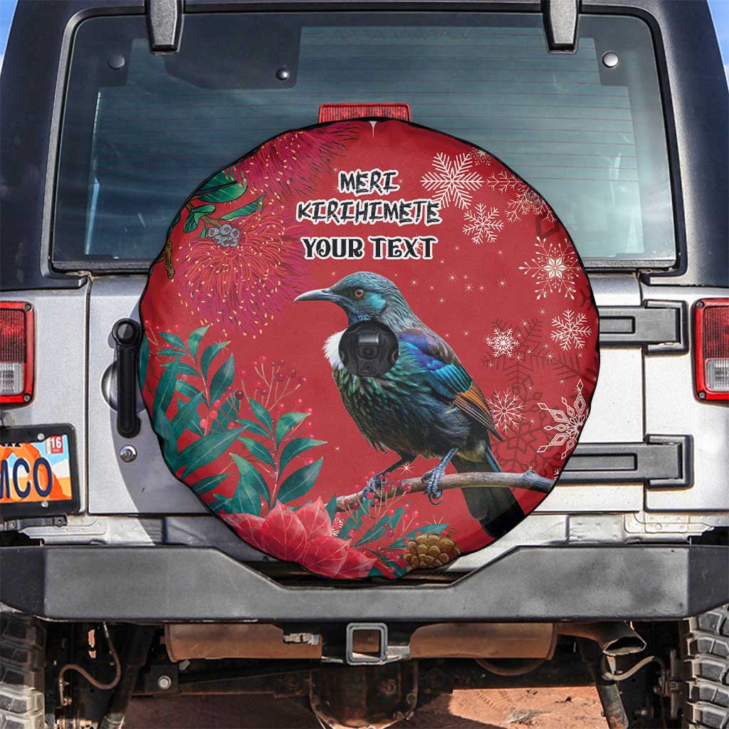 Tui Meri Kirihimete Personalised Spare Tire Cover Pohutukawa Flowers Red Motif LT9 Red - Polynesian Pride