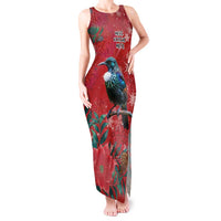 Tui Meri Kirihimete Personalised Tank Maxi Dress Pohutukawa Flowers Red Motif LT9 Women Red - Polynesian Pride
