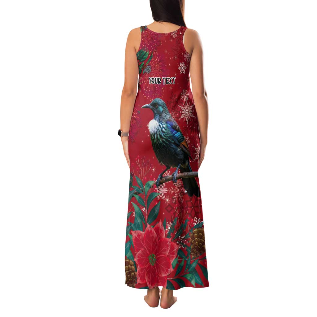 Tui Meri Kirihimete Personalised Tank Maxi Dress Pohutukawa Flowers Red Motif LT9 - Polynesian Pride