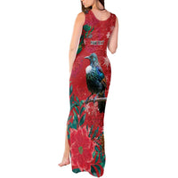 Tui Meri Kirihimete Personalised Tank Maxi Dress Pohutukawa Flowers Red Motif LT9 - Polynesian Pride