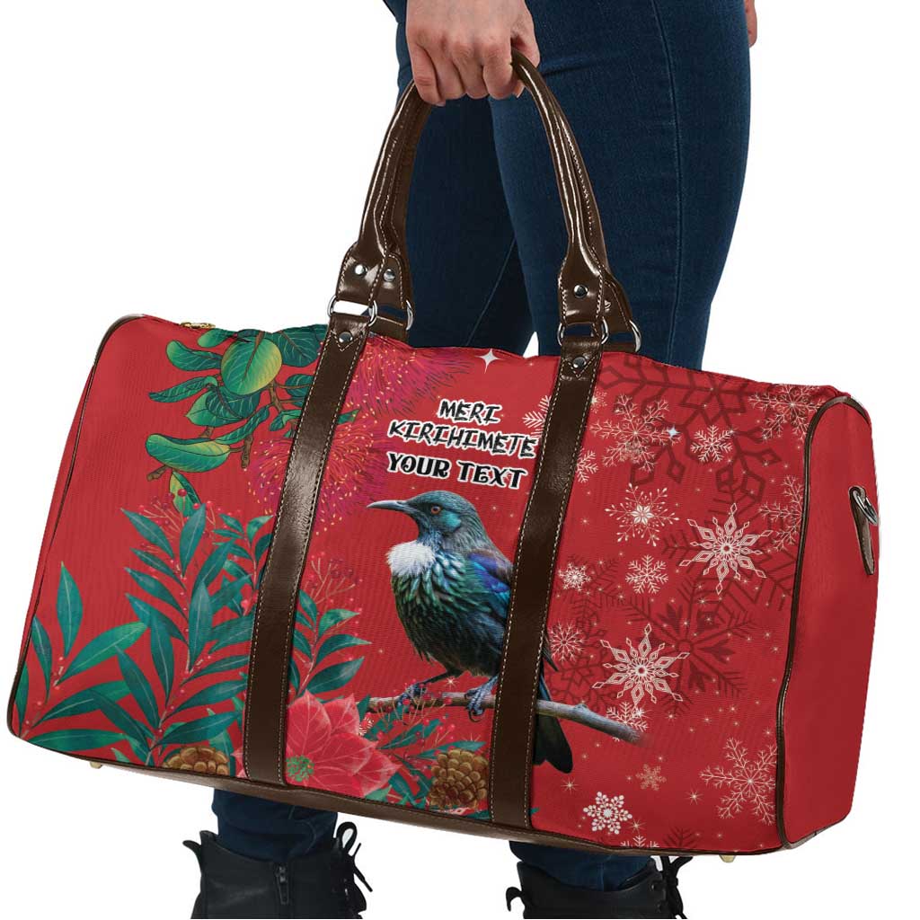 Tui Meri Kirihimete Personalised Travel Bag Pohutukawa Flowers Red Motif LT9 - Polynesian Pride
