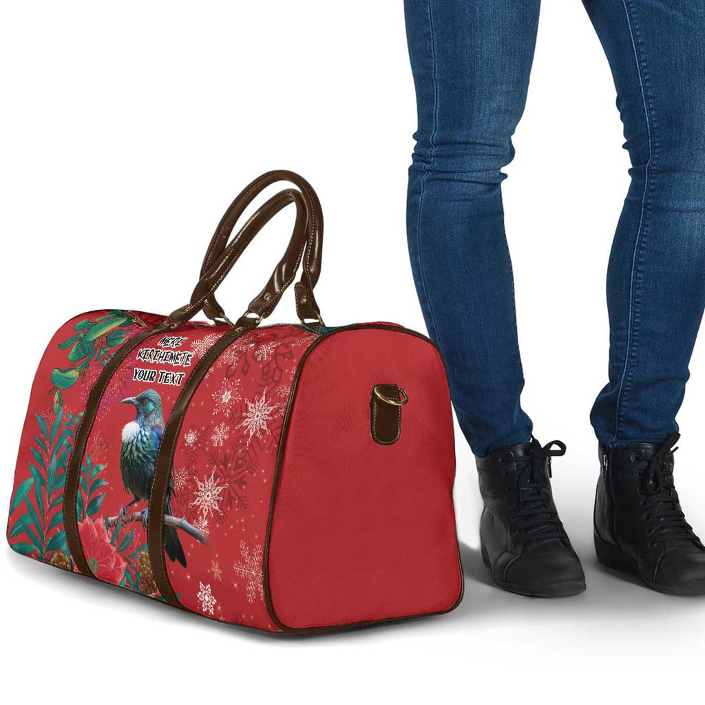 Tui Meri Kirihimete Personalised Travel Bag Pohutukawa Flowers Red Motif LT9 - Polynesian Pride