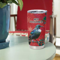 Tui Meri Kirihimete Personalised Tumbler Cup Pohutukawa Flowers Red Motif LT9 - Polynesian Pride