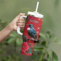 Tui Meri Kirihimete Personalised Tumbler With Handle Pohutukawa Flowers Red Motif LT9 - Polynesian Pride