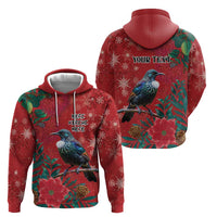 Tui Meri Kirihimete Personalised Zip Hoodie Pohutukawa Flowers Red Motif LT9 - Polynesian Pride