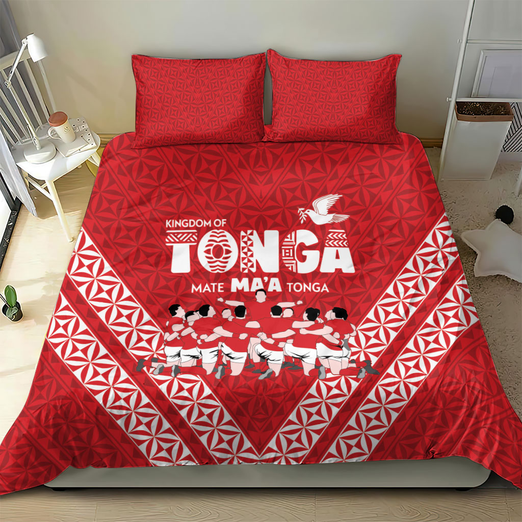 Mate Ma'a Tonga Bedding Set Tongan Sipi Tau Ngatu Inspired Red