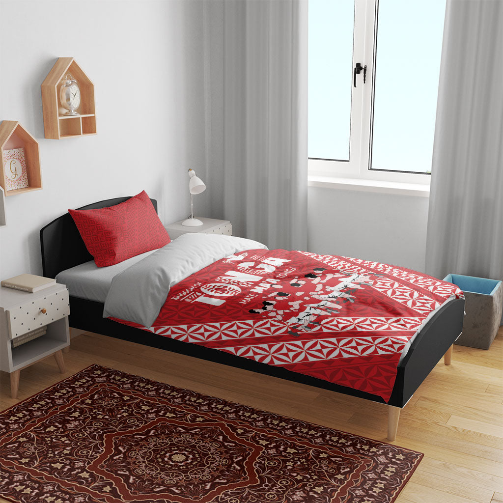 Mate Ma'a Tonga Bedding Set Tongan Sipi Tau Ngatu Inspired Red