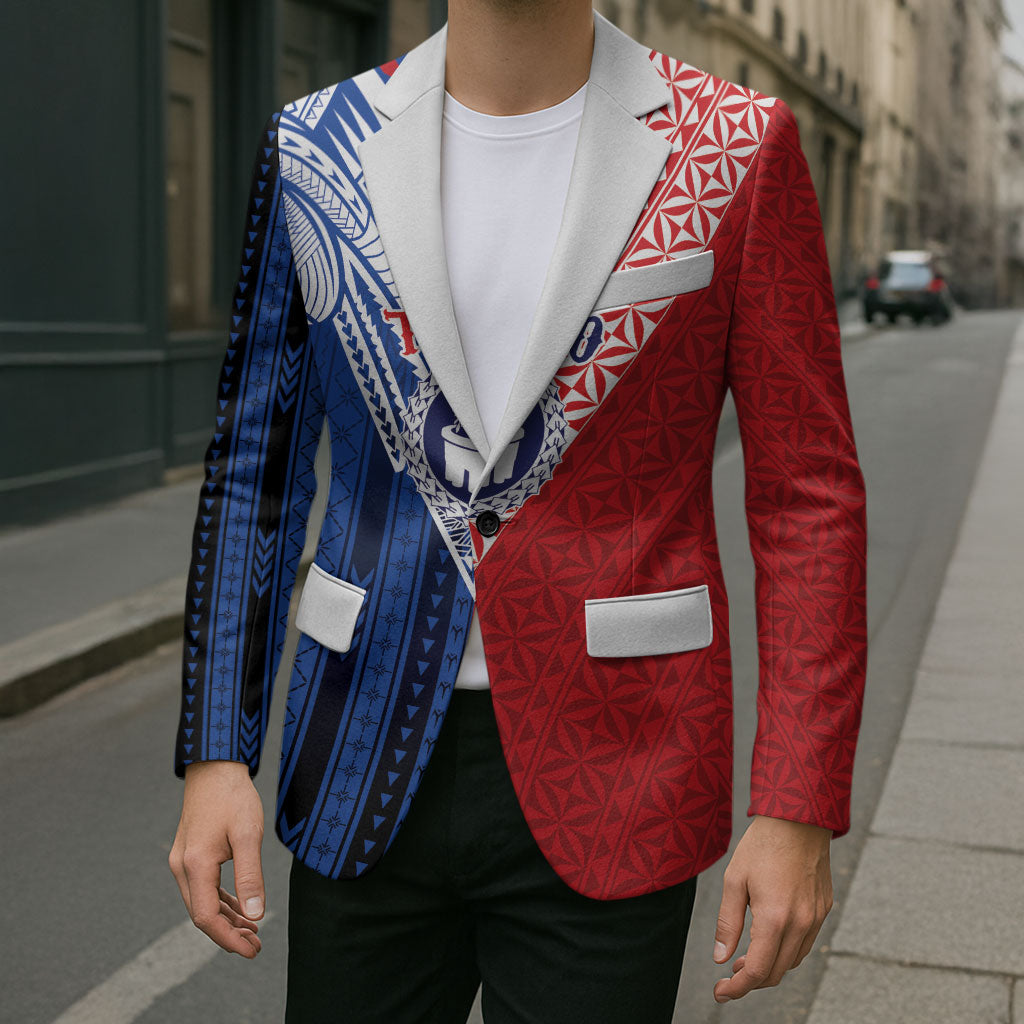 TokoUso Samoa Tonga Personalised Blazer Pacific Brotherhood Tribal Pattern