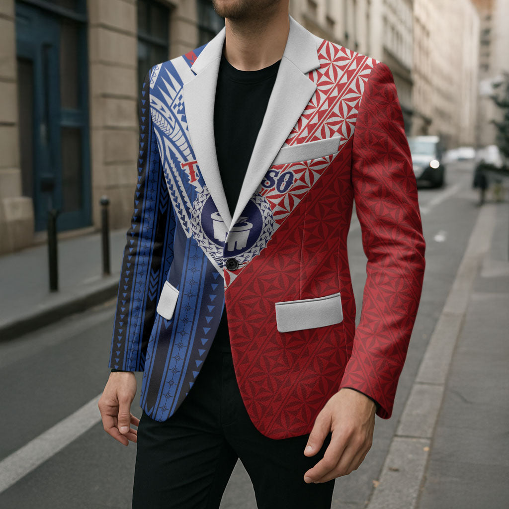 TokoUso Samoa Tonga Personalised Blazer Pacific Brotherhood Tribal Pattern