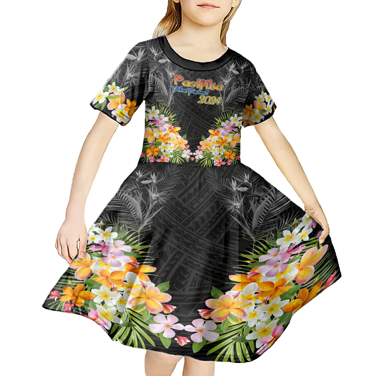 Pasifika Vibes Festival 2024 Auckland Kid Short Sleeve Dress LT9 - Polynesian Pride
