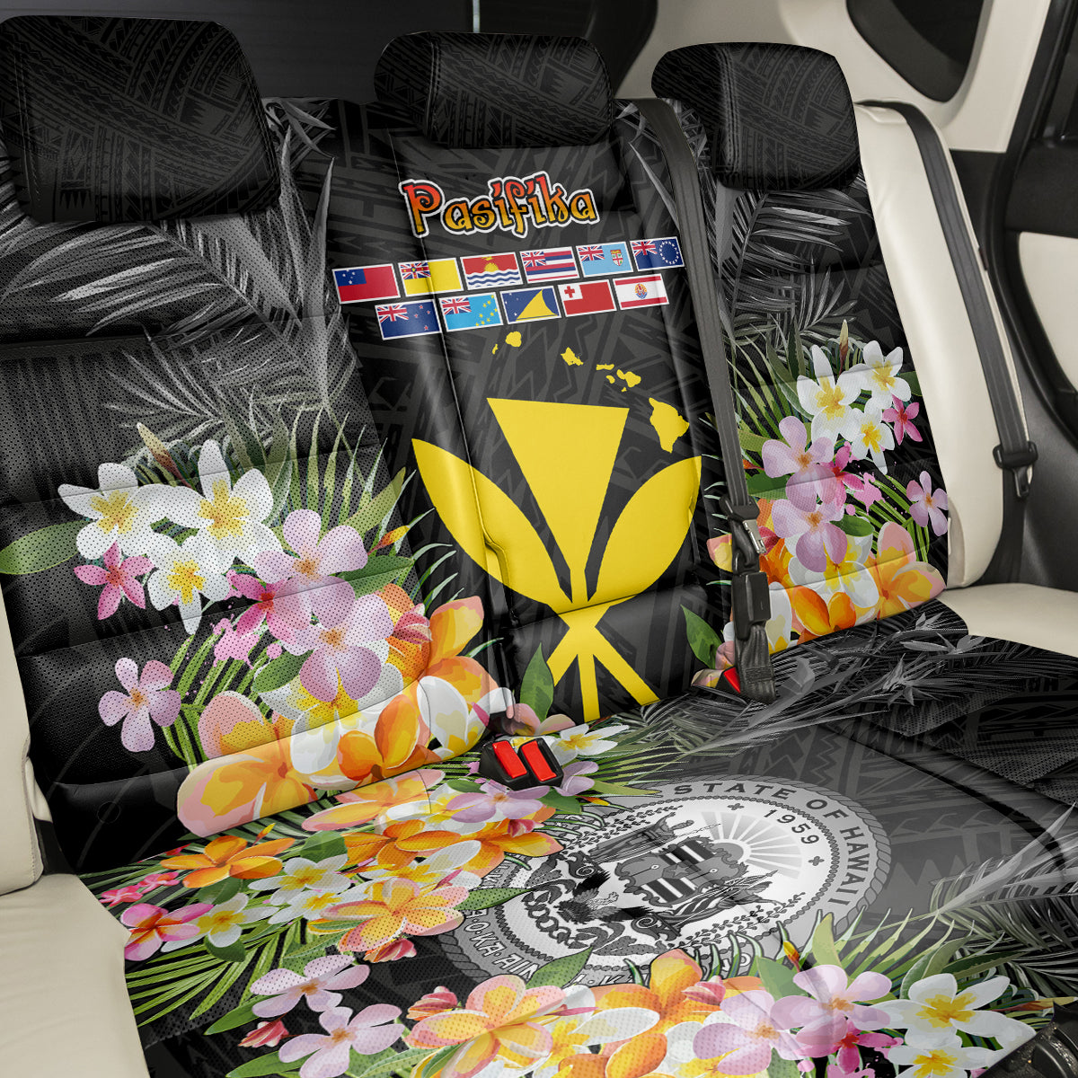 Pasifika Vibes Festival 2024 Back Car Seat Cover Kanaka Maoli With Hawaiian Islands LT9 - Polynesian Pride