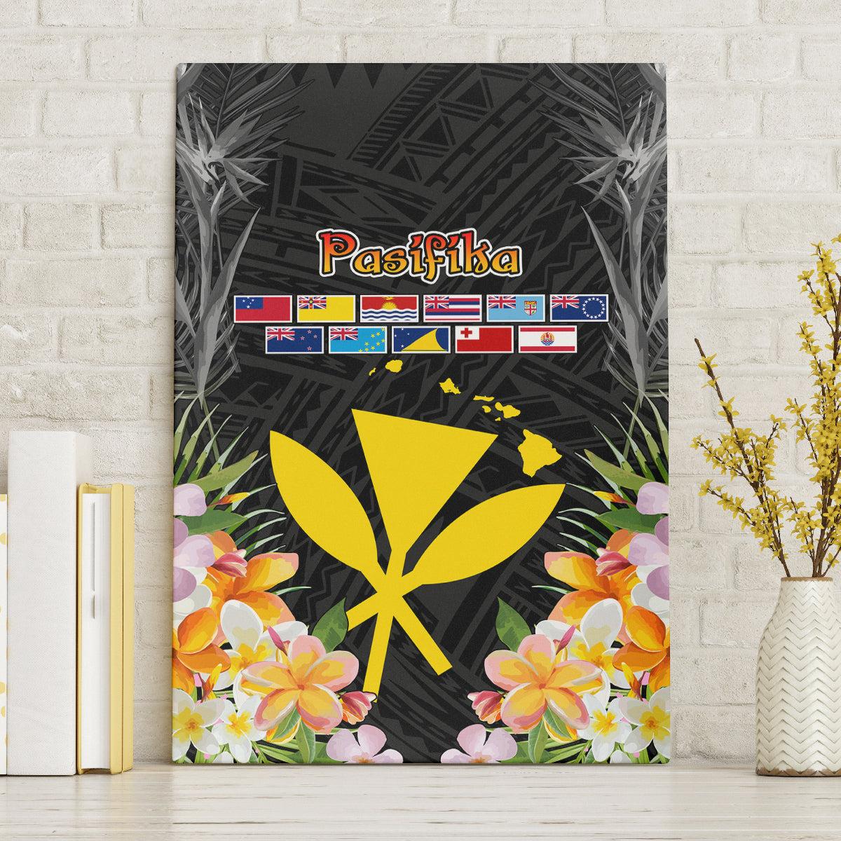 Pasifika Vibes Festival 2024 Canvas Wall Art Kanaka Maoli With Hawaiian Islands LT9 Without Frame Black - Polynesian Pride