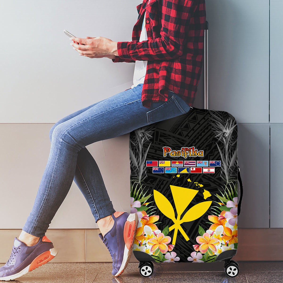 Pasifika Vibes Festival 2024 Luggage Cover Kanaka Maoli With Hawaiian Islands LT9 - Polynesian Pride