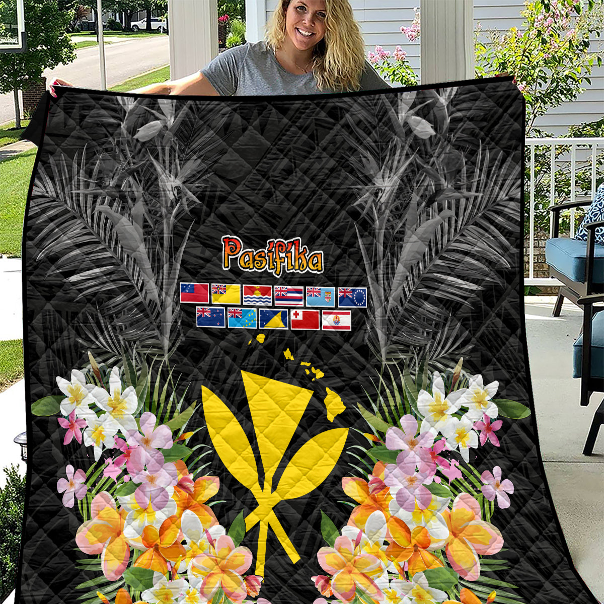 Pasifika Vibes Festival 2024 Quilt Kanaka Maoli With Hawaiian Islands LT9 Black - Polynesian Pride
