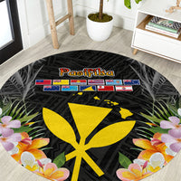 Pasifika Vibes Festival 2024 Round Carpet Kanaka Maoli With Hawaiian Islands LT9 Black - Polynesian Pride