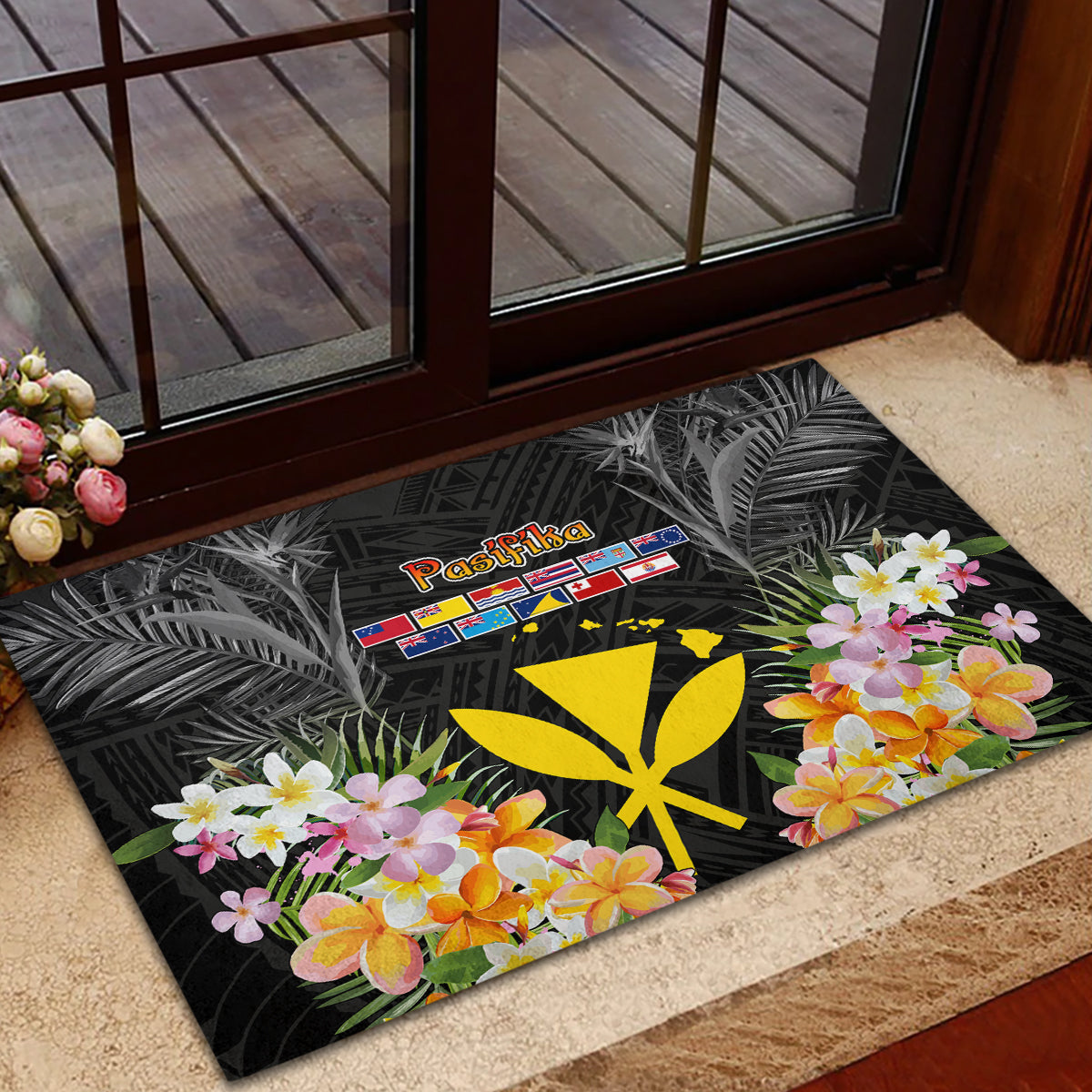 Pasifika Vibes Festival 2024 Rubber Doormat Kanaka Maoli With Hawaiian Islands LT9 - Polynesian Pride